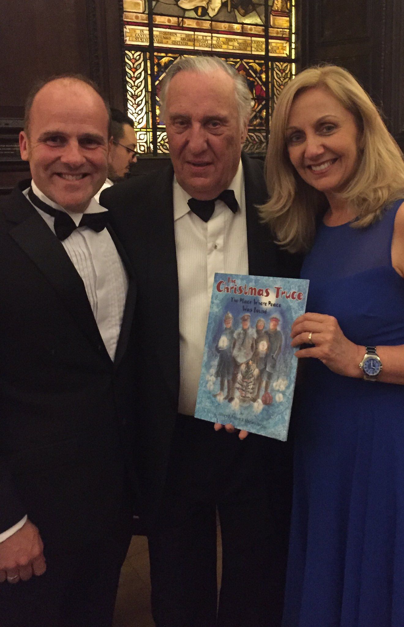 Hilary Robinson (right) and Martin Impey (left) with Frederick Forsyth CBE at Stationer’s Hall, London for People’s Book Prize 2016.