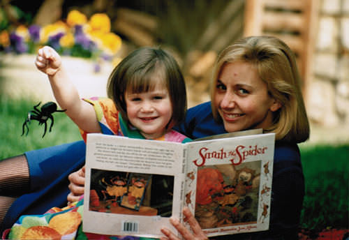 Hilary Robinson and daughter Sophie launch the first book of the Sarah the Spider series."