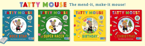 The covers of the four books in the Tatty Mouse series.