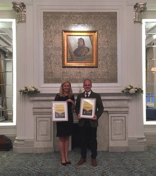 Hilary Robinson and Martin Impey receiving  Historical Association’s Young Quills Award 2016 for Flo Of The Somme.